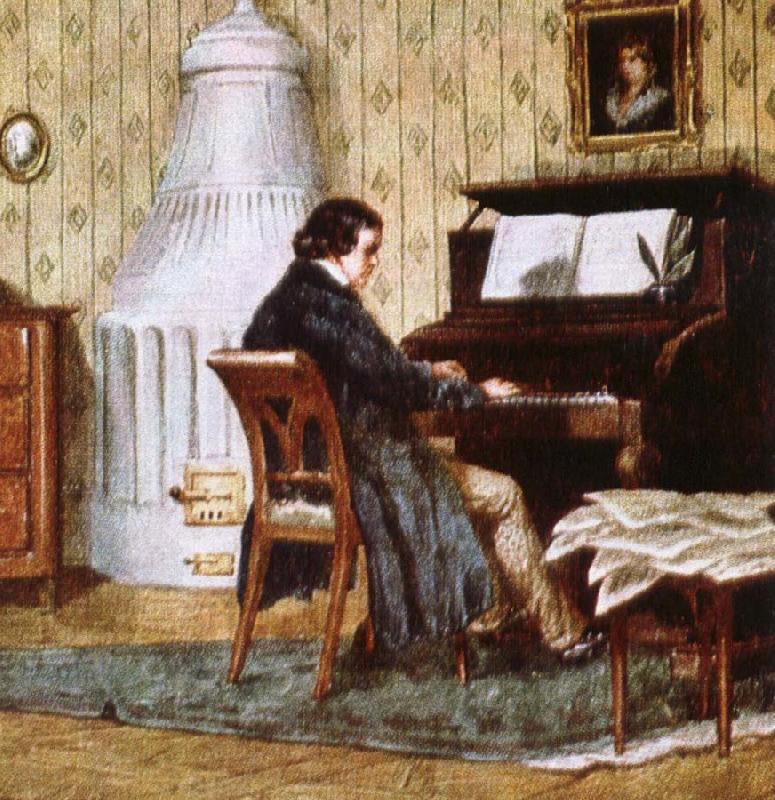 johannes brahms schumann composing at his piano oil painting picture
